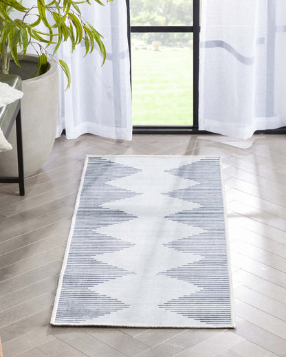 Bree Moroccan Diamond Stripes Ivory Grey Area Flat-Weave Rug