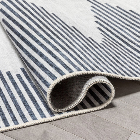 Bree Moroccan Diamond Stripes Ivory Grey Area Flat-Weave Rug