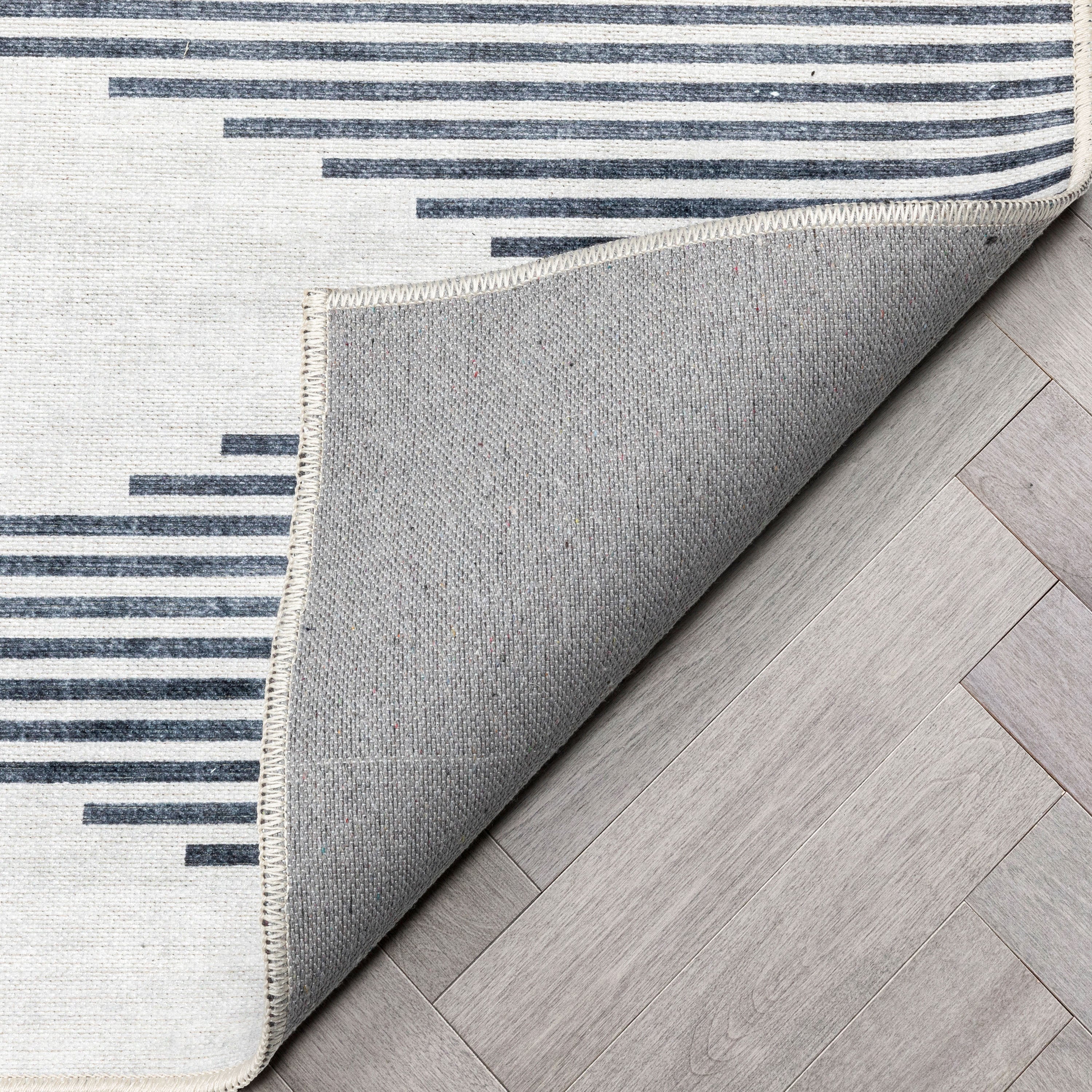 Bree Moroccan Diamond Stripes Ivory Grey Area Flat-Weave Rug