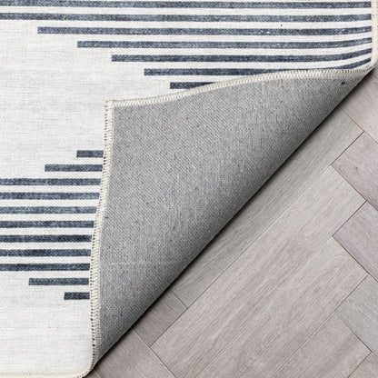 Bree Moroccan Diamond Stripes Ivory Grey Area Flat-Weave Rug