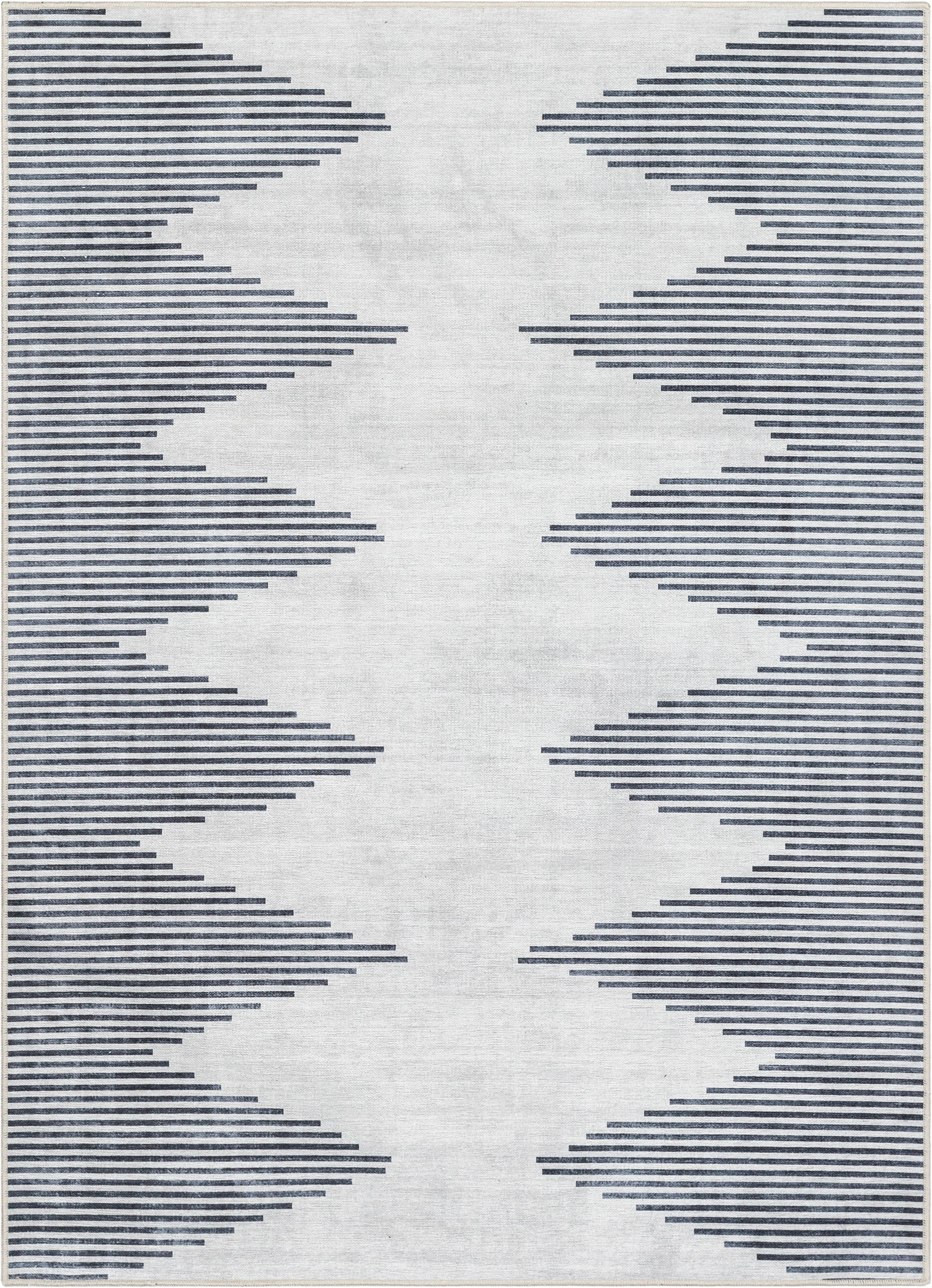 Bree Moroccan Diamond Stripes Ivory Grey Area Flat-Weave Rug