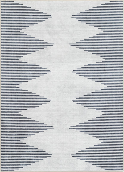 Bree Moroccan Diamond Stripes Ivory Grey Area Flat-Weave Rug