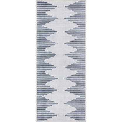 Bree Moroccan Diamond Stripes Ivory Grey Area Flat-Weave Rug