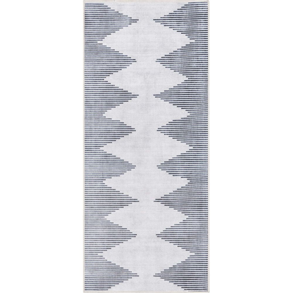 Bree Moroccan Diamond Stripes Ivory Grey Area Flat-Weave Rug