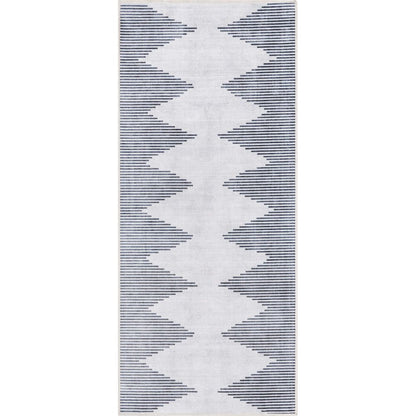 Bree Moroccan Diamond Stripes Ivory Grey Area Flat-Weave Rug