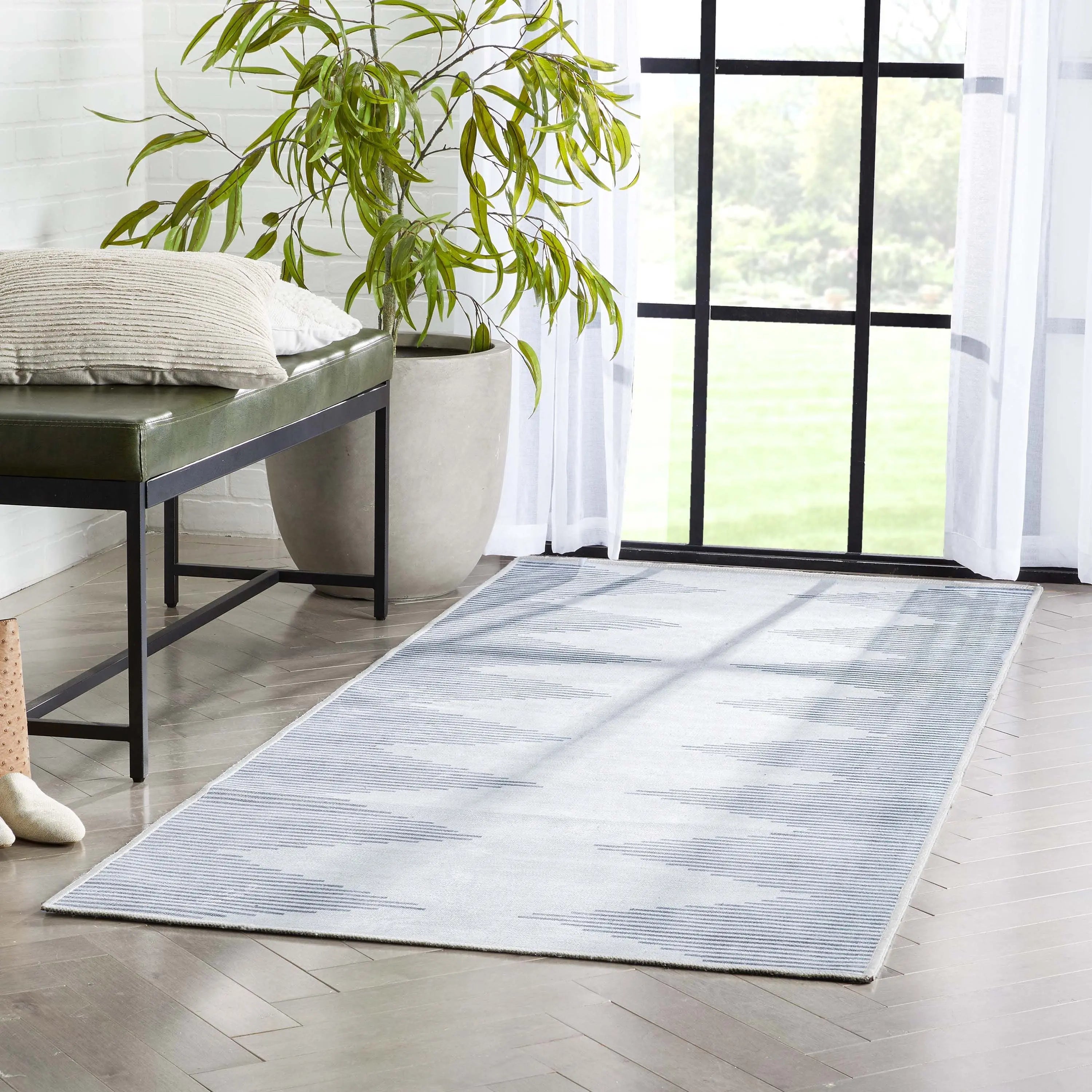 Bree Moroccan Diamond Stripes Ivory Grey Area Flat-Weave Rug Well Woven