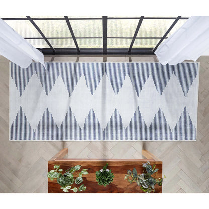 Bree Moroccan Diamond Stripes Ivory Grey Area Flat-Weave Rug Well Woven
