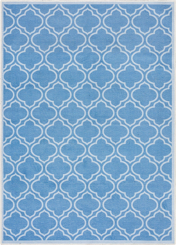 Lattice Moroccan Trellis Blue Flat-Weave Rug