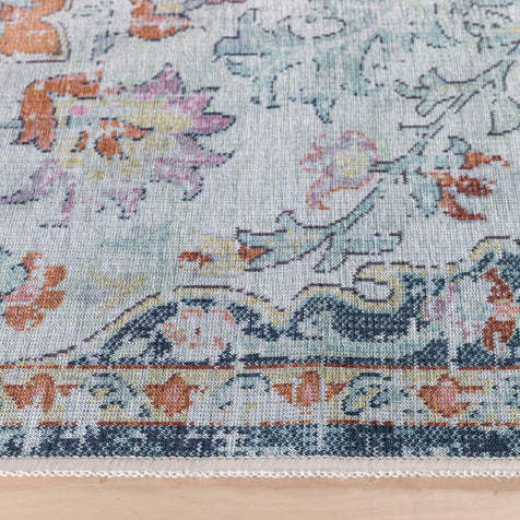 Blythe Vintage Bohemian Medallion Orange/Blue Flat-Weave Rug