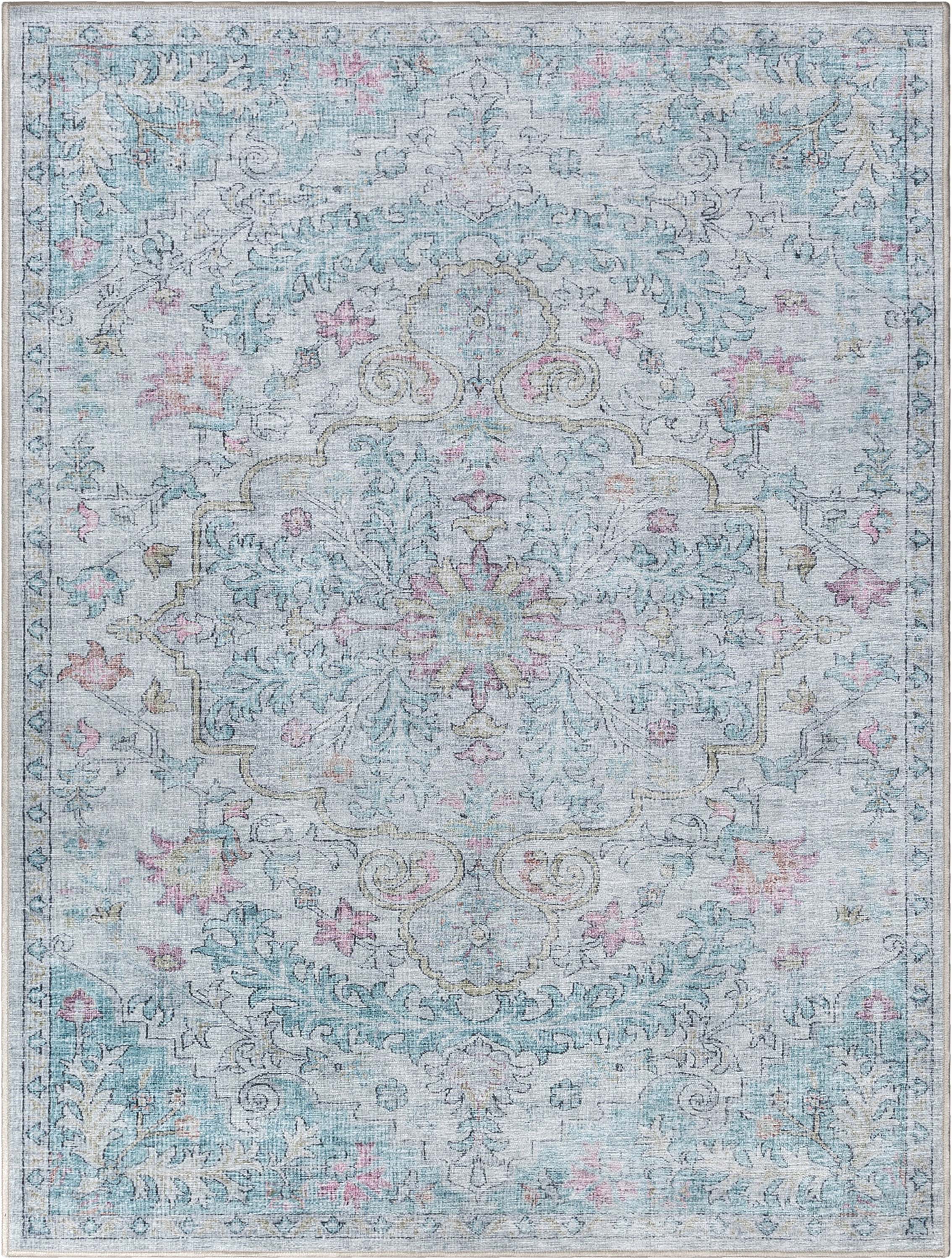 Blythe Vintage Bohemian Medallion Blue Flat-Weave Rug