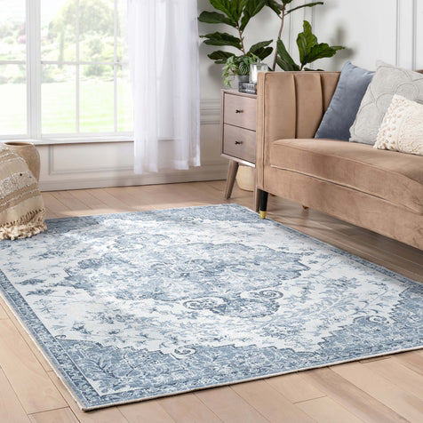 Blythe Vintage Bohemian Medallion Grey Flat-Weave Rug