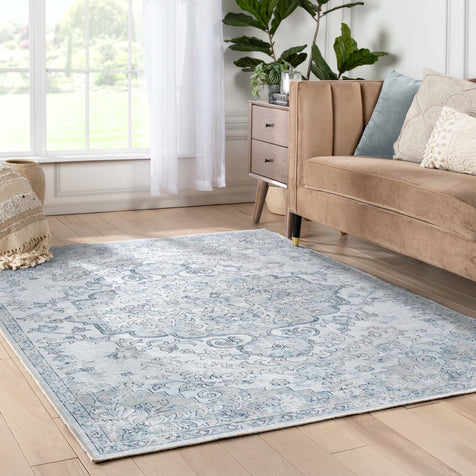 Blythe Vintage Bohemian Medallion Beige Flat-Weave Rug