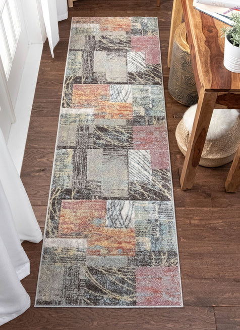 Carbon Abstract Geometric 3D Textured Multi Rug