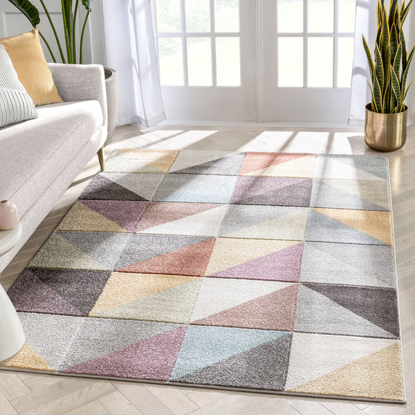 Platte Geometric Scandinavian 3D Textured Multi Rug