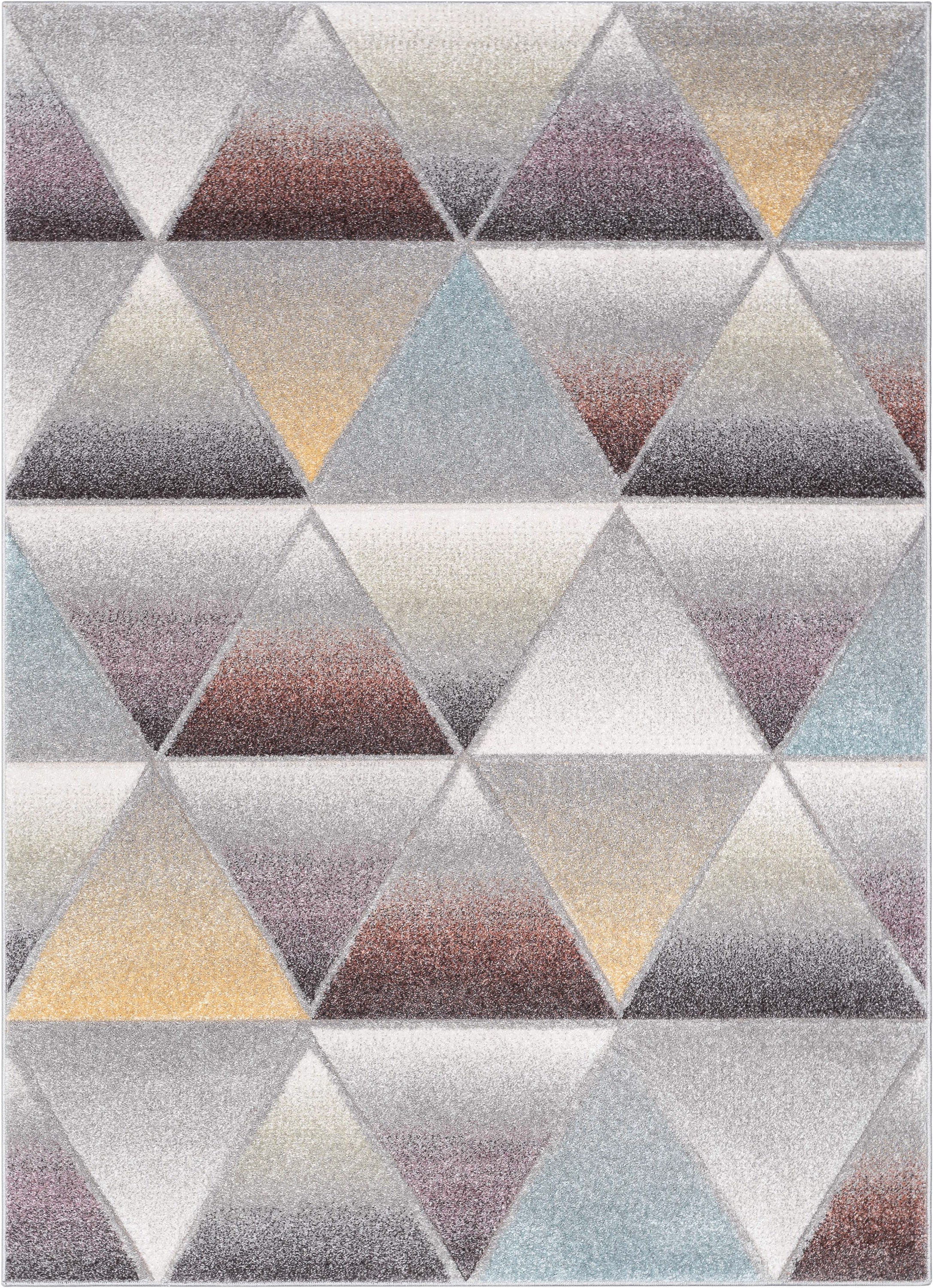 Ely Mid-Century Modern Geometric Triangles Grey Multi 3D Textured Rug