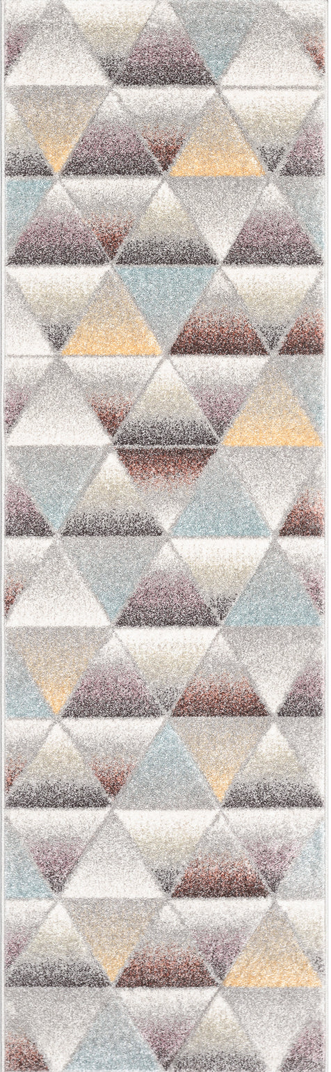 Ely Mid-Century Modern Geometric Triangles Grey Multi 3D Textured Rug