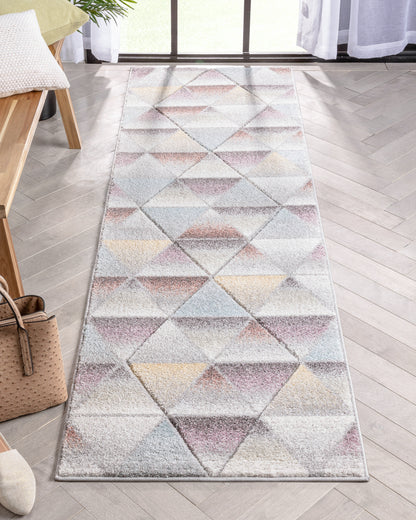 Ely Mid-Century Modern Geometric Triangles Grey Multi 3D Textured Rug