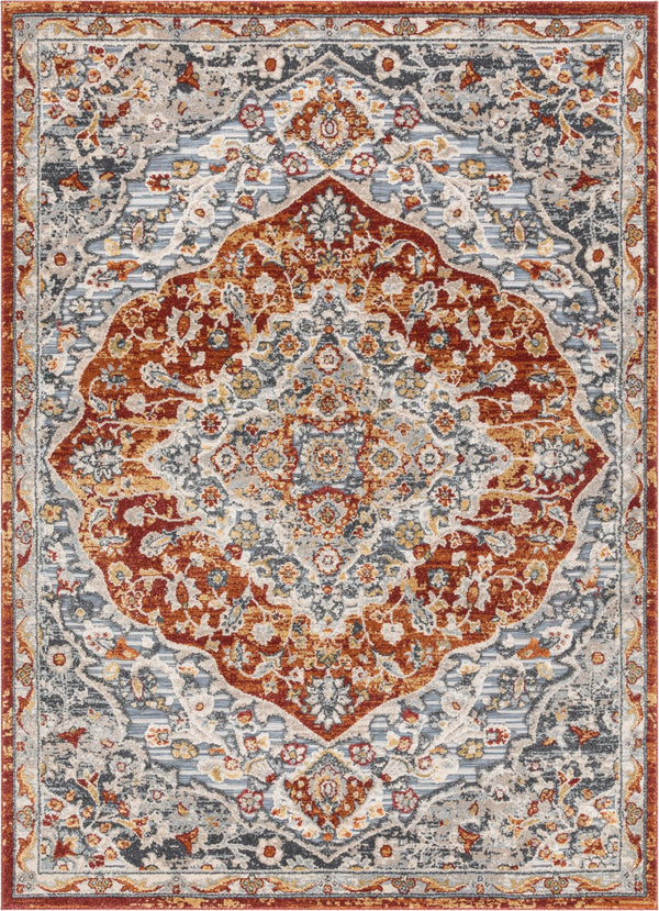 Torri Traditional Persian Red-Rust Flatweave High-Low Rug 5'3" x 7'3"