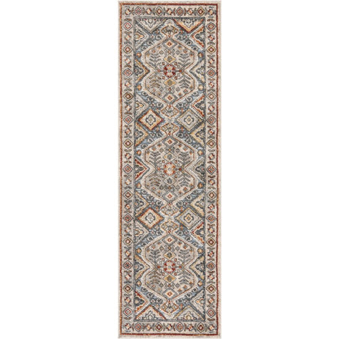 Pavia Traditional Aztec Tribal Ivory-Beige Red Flatweave High-Low Rug