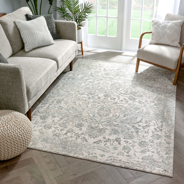 Campbell Grey Vintage Persian Floral High-Low Rug