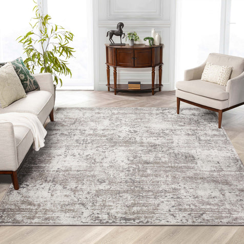 Thiva Vintage Oriental Floral Pattern Ivory Rug