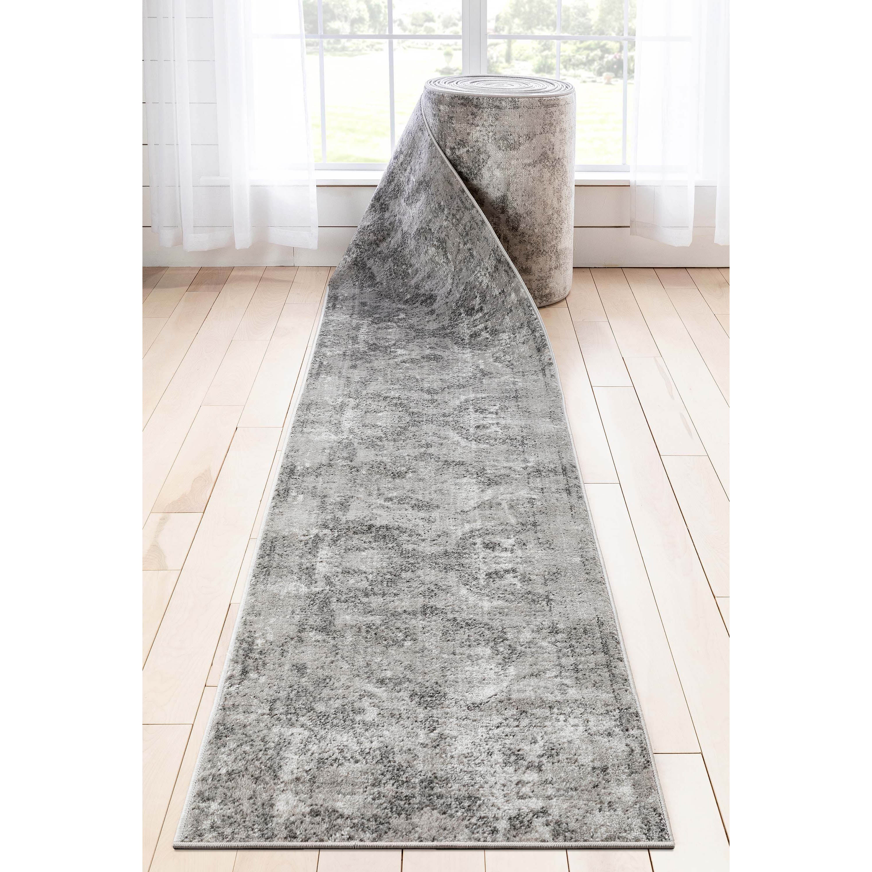 Patras Custom Size Runner Vintage Medallion Oriental Grey Choose Your Width x Choose Your Length Hallway Runner Rug