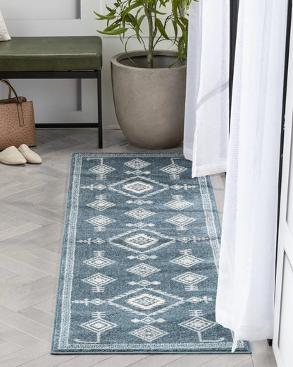 Azra Tribal Medallion Dark Blue Rug Well Woven