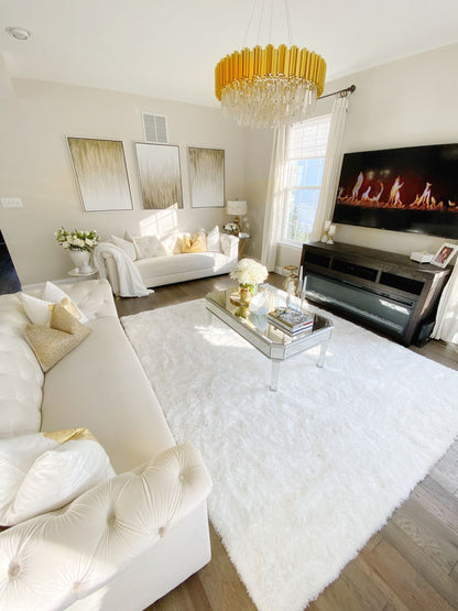 Liza White Plush Shag Rug Well Woven