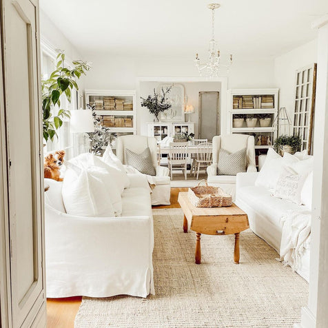 Boucle Hand-Woven Jute Rug Farmhouse Solid Pattern Off-White Chunky-Textured Rug