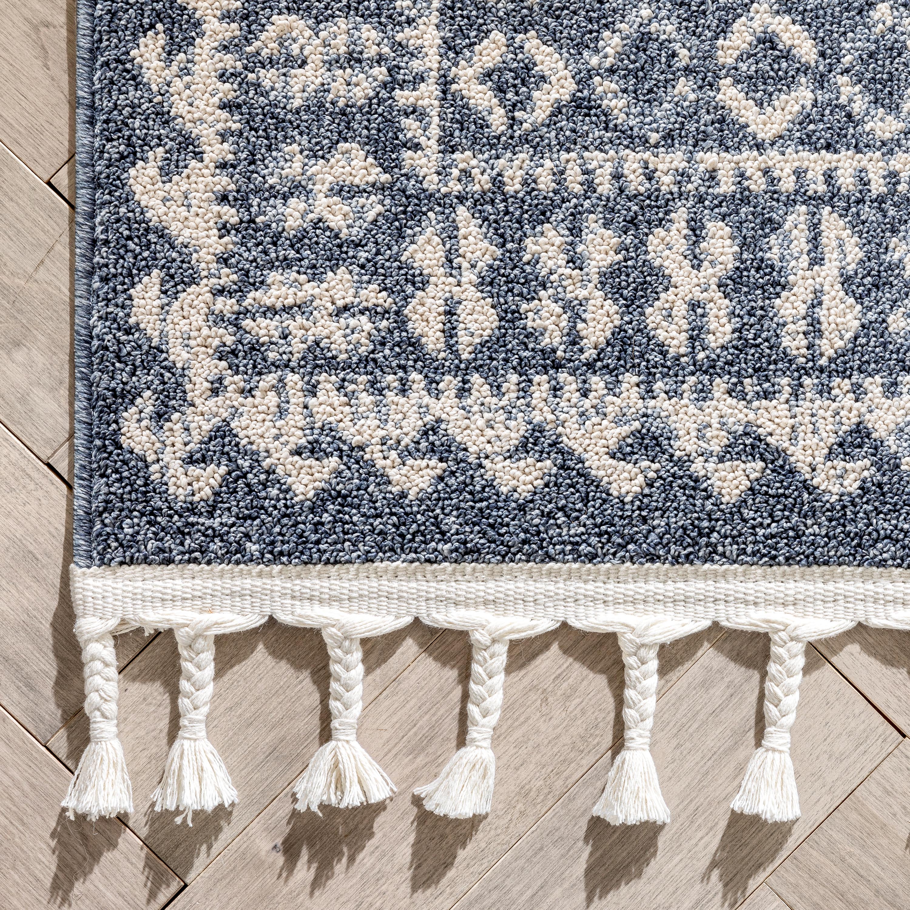 Callista Tribal Trellis Pattern Blue Kilim-Style Rug