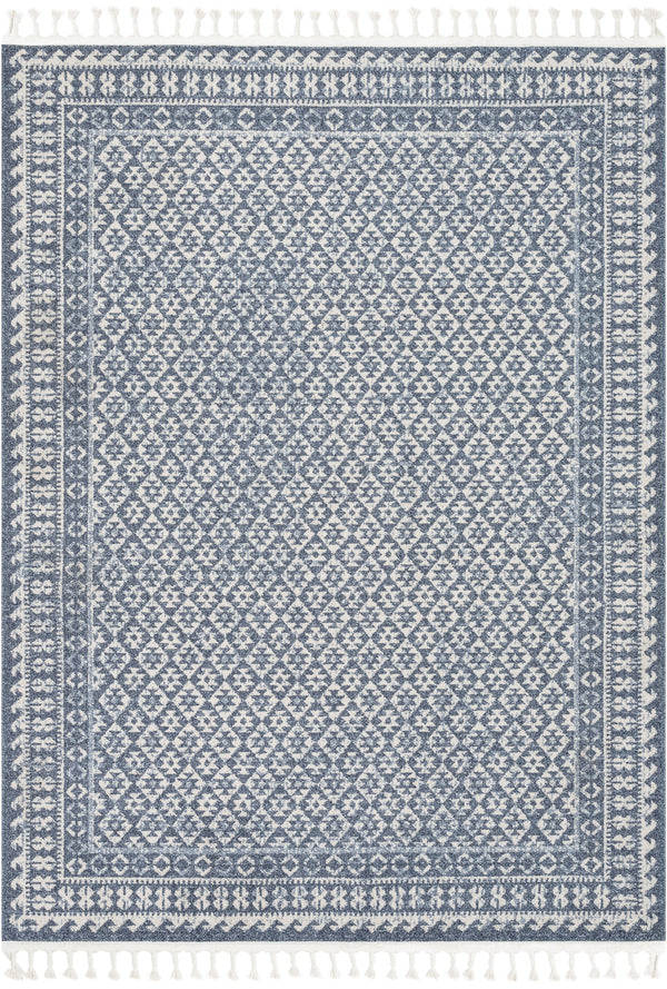 Callista Tribal Trellis Pattern Blue Kilim-Style Rug