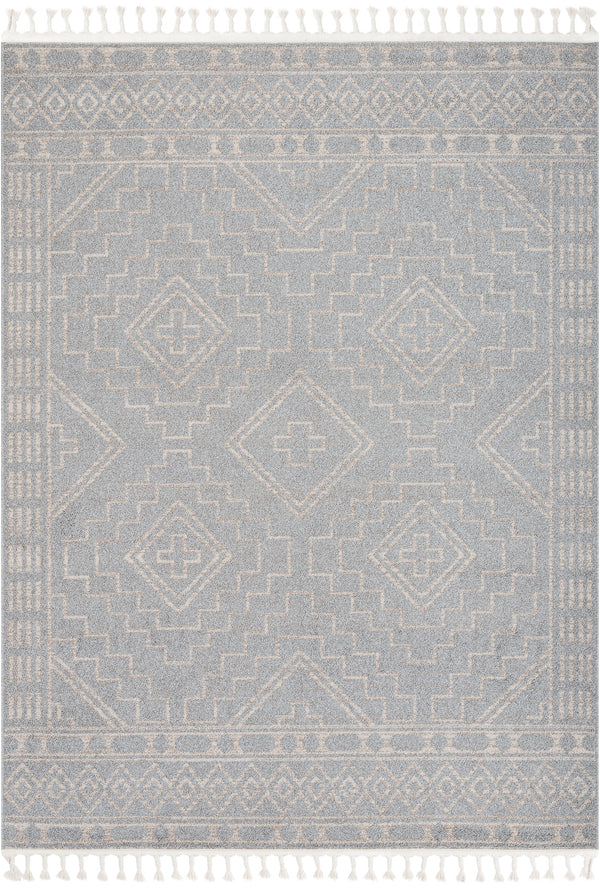 Zafer Tribal Geometric Pattern Grey Kilim-Style Rug