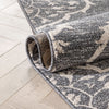Mara Medallion Botanical Pattern Grey Kilim-Style Rug
