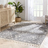 Mara Medallion Botanical Pattern Grey Kilim-Style Rug
