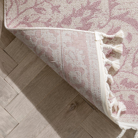 Mara Medallion Botanical Pattern Blush Kilim-Style Rug