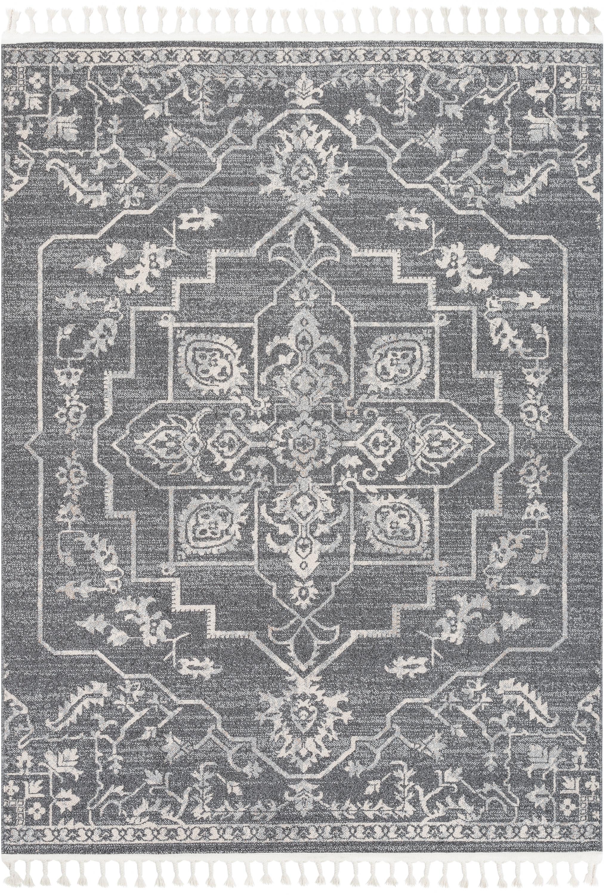 Valentina Oriental Medallion Pattern Grey Kilim-Style Rug