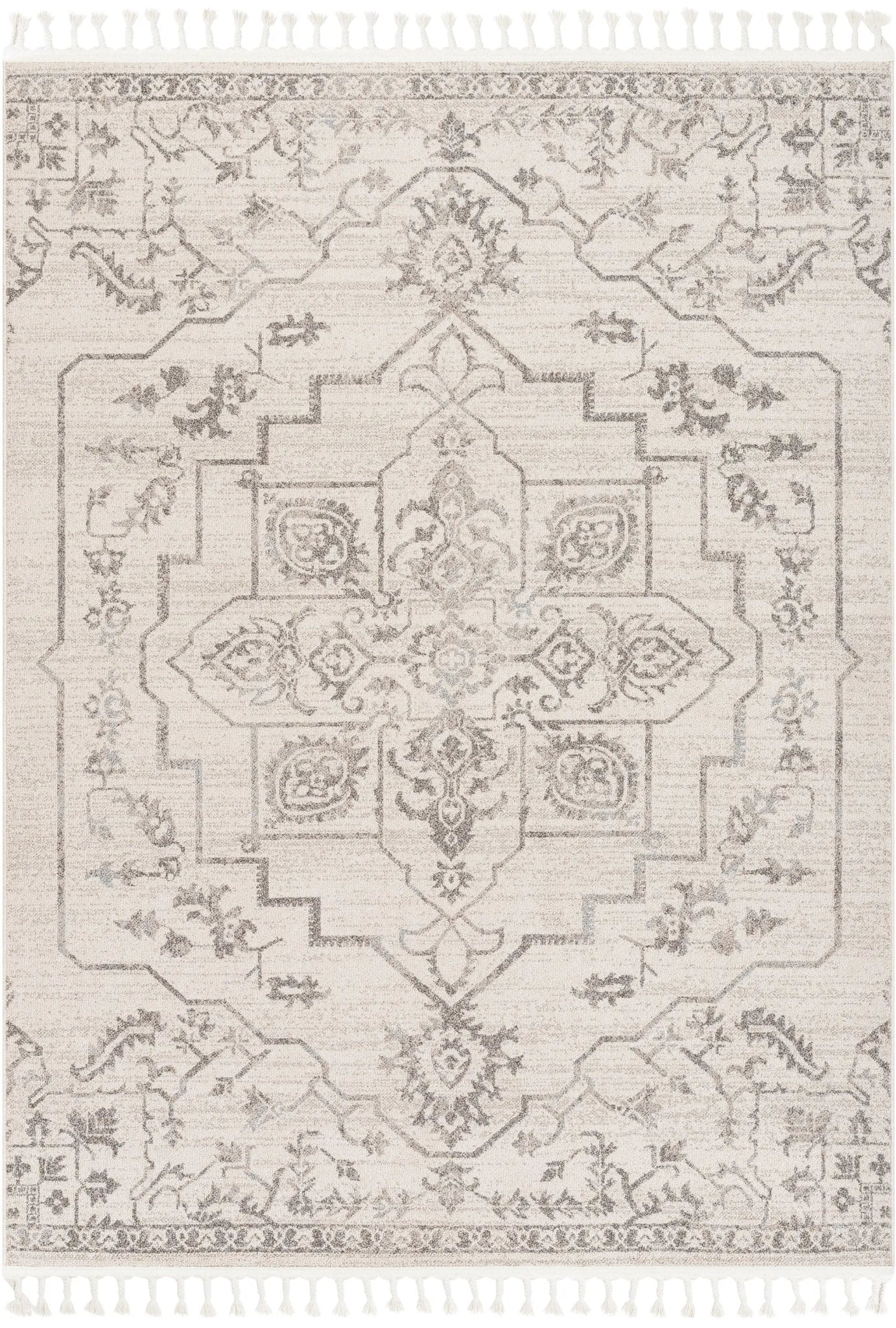 Valentina Oriental Medallion Brown Beige Kilim-Style 5'3" x 7'3" Rug Well Woven