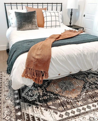 Julita Vintage Bohemian Aztec Tribal Black Rug Well Woven