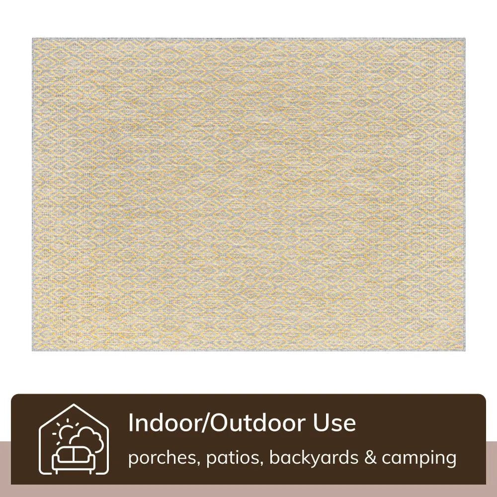 Sienna Modern Solid Pattern Yellow 5'3" x 7'3" Flat-Weave Indoor/Outdoor Rug Well Woven