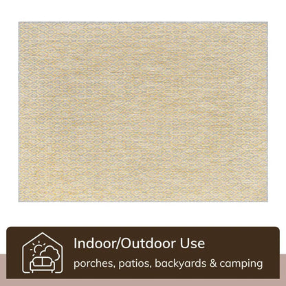 Sienna Modern Solid Pattern Yellow 5'3" x 7'3" Flat-Weave Indoor/Outdoor Rug Well Woven