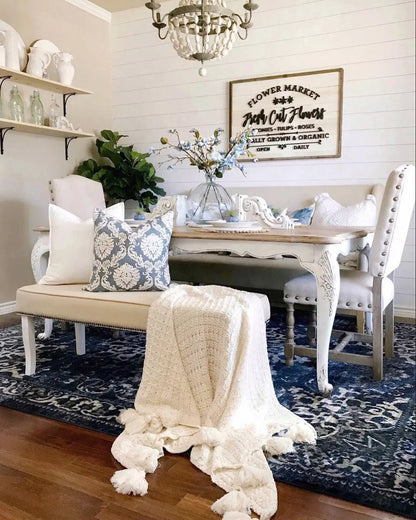 Sultana Blue Vintage Floral 5'3" x 7'3" Rug Well Woven