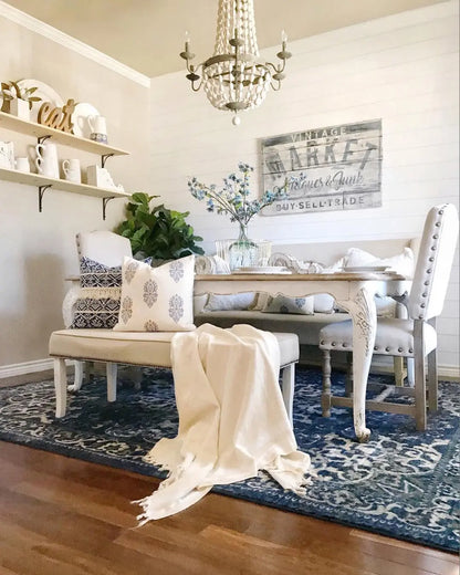 Sultana Blue Vintage Floral 5'3" x 7'3" Rug Well Woven
