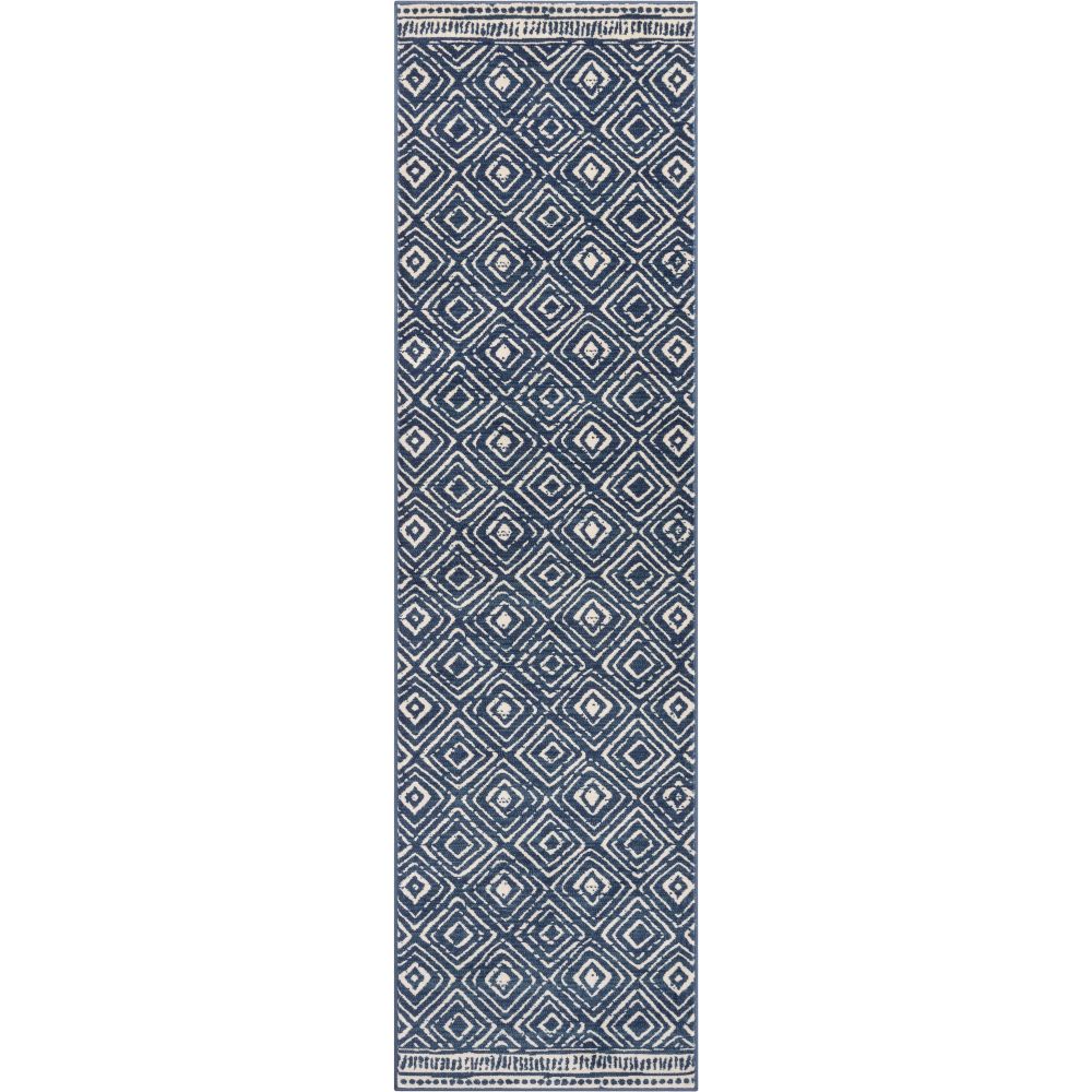 Dalton Moroccan Trellis Pattern Blue Distressed Rug