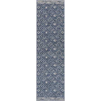 Dalton Moroccan Trellis Pattern Blue Distressed Rug