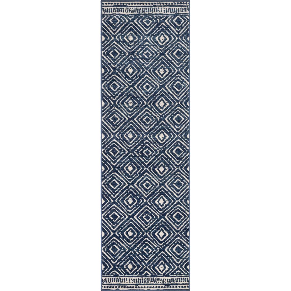 Dalton Moroccan Trellis Pattern Blue Distressed Rug