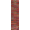 Nampa Tribal Stripes Geometric Pattern Red Distressed Rug