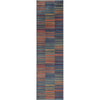 Nampa Tribal Stripes Geometric Pattern Blue Red Distressed Rug