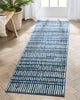 Wilder Tribal Geometric Stripes Blue Distressed Rug
