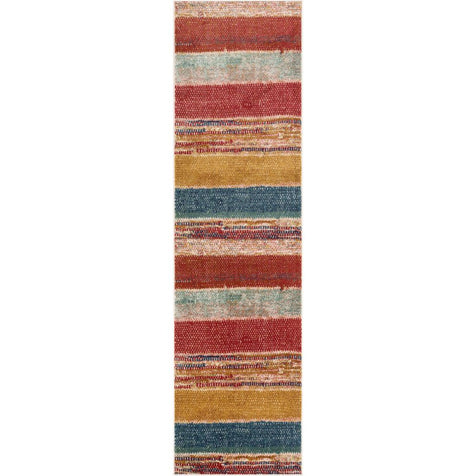 Teton Tribal Stripes Red Yellow Distressed Rug